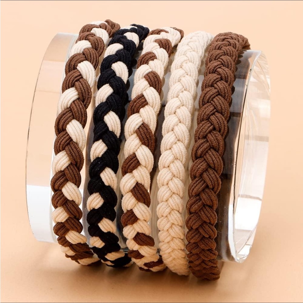 5pc Elastic Braided Hair Ties